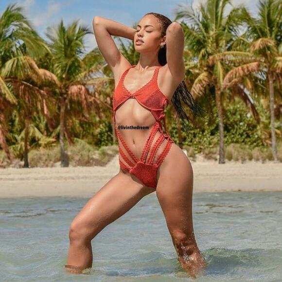 Despi Textured Burnt Orange Halter Underwire One Piece SZ L $198 - Picture 3 of 14